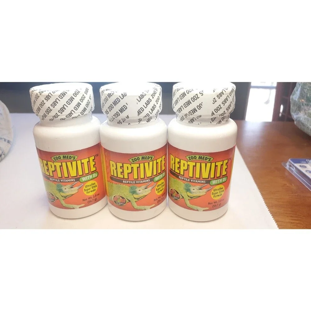 Lot of 3 Unopened Zoo Med Reptivite with D3 Reptile Vitamin & Calcium Powder 2oz